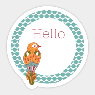 Hello folkart bird in circle Sticker
